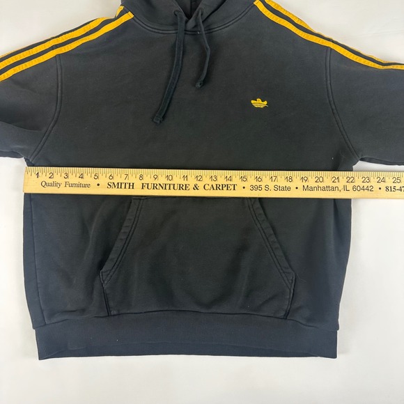 Adidas Black & Gold 3 Stripe Pullover Hoodie Sweatshirt Mens Size Medium M - Picture 8 of 10